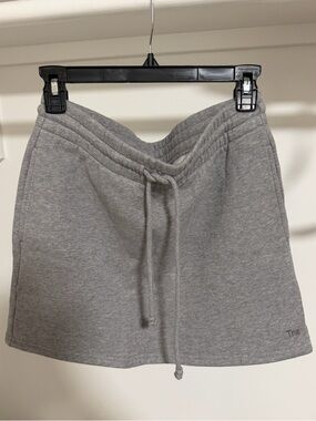 TNA Light Gray Drawstring Knit Mini Skirt